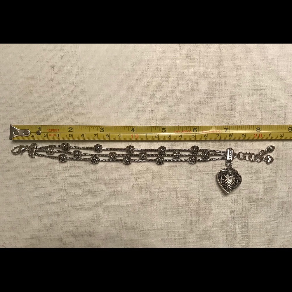 Brighton triple strand silver heart bracelet.